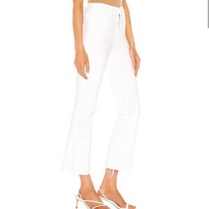 MOTHER The Hustler Ankle Fray White Jeans Flare High-Rise